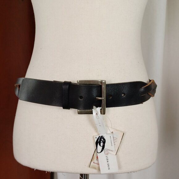 NWT Vintage Nine West Braided Leather Belt, S/M - Picture 2 of 9